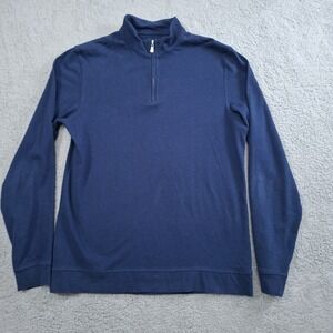 THE FIELD cotton quarter zip Lightweight sweater M Golf Sports Staple  Blue